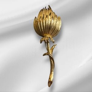 Vintage Monet Gold-Tone Thistle Poppy Brooch